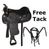 Black Silver Western Synthetic Horse Saddle Tack 16 17