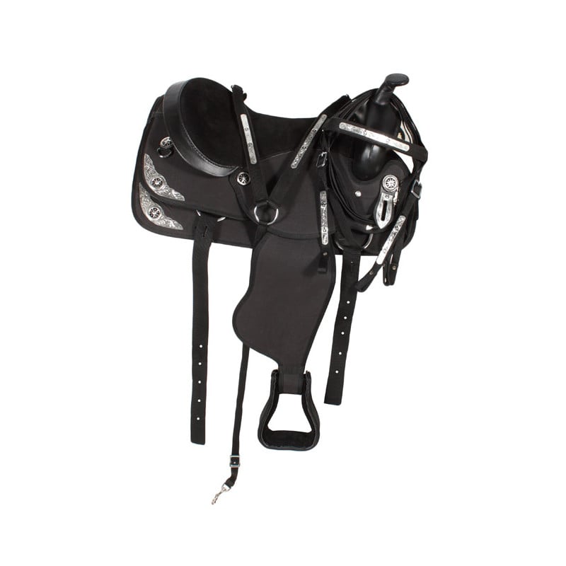 Black  Texas Star Western Synthetic Horse Saddle Tack 17