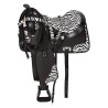 Black Zebra Synthetic Western Horse Saddle Tack 16 17