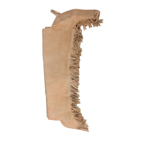 Beige Tan Leather Suede Western Horse Show Chaps Fringe