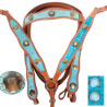 Turquoise Cowhide Leather Horse Headstall Breastcollar