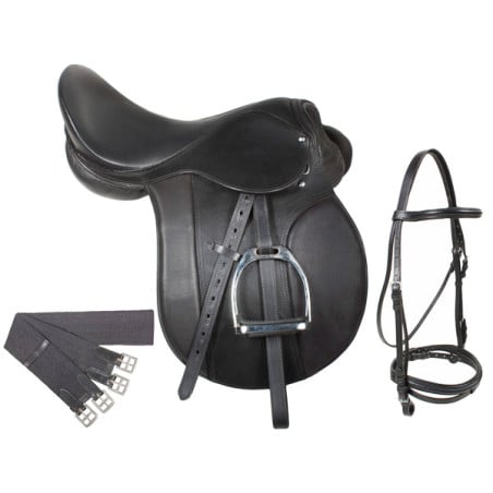 Premium All Purpose Black Leather English Saddle  16.5