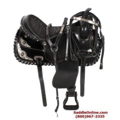18 Black Leather Western Horse Show Saddle Texas Star