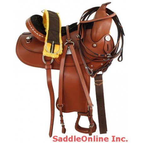 New Brown Western Pleasure Saddle Tack Set Bridle