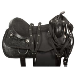 Fancy Black Duraleather Cordura Synthetic Horse Saddle 17