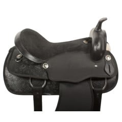 Fancy Black Duraleather Cordura Synthetic Horse Saddle 17