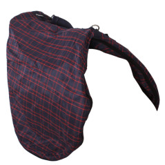 Red Navy Plaid Nylon Zipper English Saddle Cover Bag