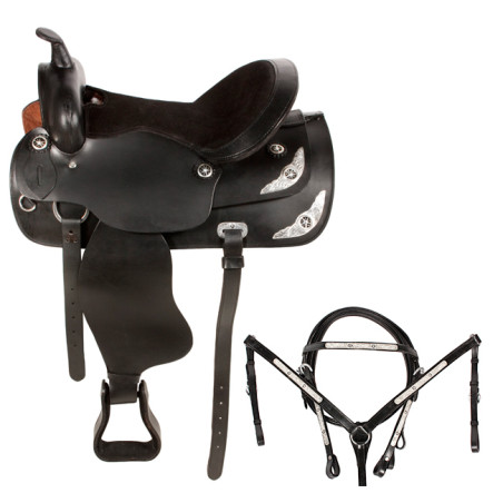 Texas Star Western Trail Pleasure Leather Saddle 16 17