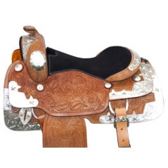 Hand Carved Western Leather Silver Show Horse Saddle 17