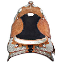 Hand Carved Western Leather Silver Show Horse Saddle 17