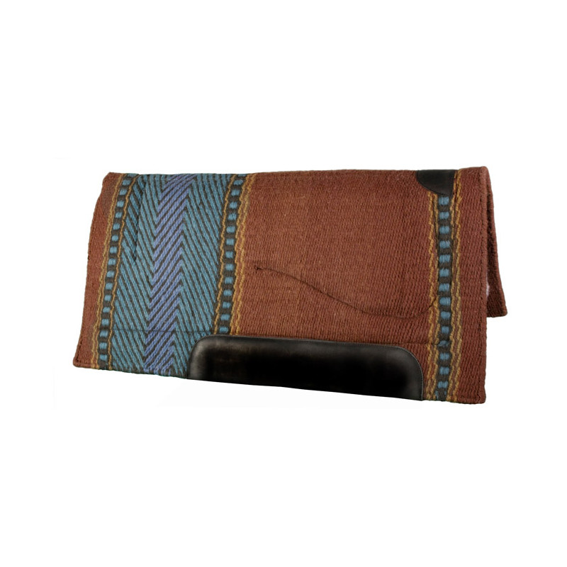 Brown Blue Teal Premium NZ Wool Fleece Western Saddle Pad