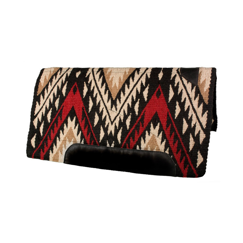 Black with Tan and Red Quality NZ Wool Western Horse Saddle Pad