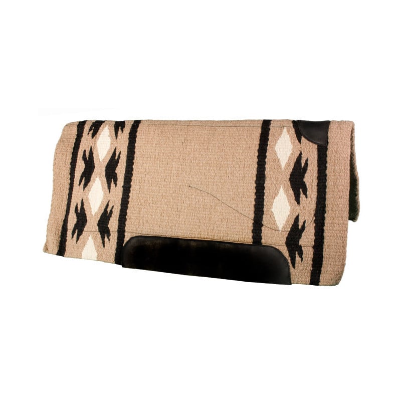 Tan With Black And White Quality Wool Western Horse Saddle Pad
