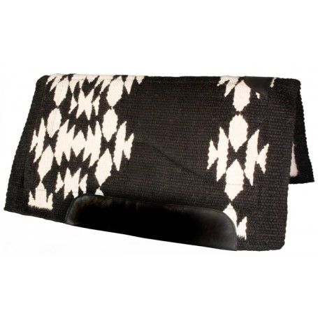Black with White Heavy Duty NZ Wool Western Horse Saddle Pad