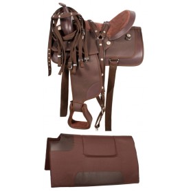 Premium Horse Western Synthetic Trail Saddle Brown 14
