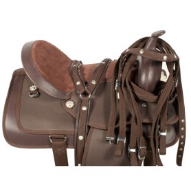 Premium Horse Western Synthetic Trail Saddle Brown 14