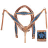 Hand Painted Blue Headstall Reins Breast Collar Tack Set On Sale