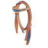 Hand Painted Blue Headstall Reins Breast Collar Tack Set On Sale