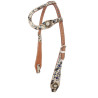 One Ear Headstall Reins Cow Hide Turquoise Crystal On Sale