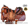 Flash Western Purple Ostrich Leather Barrel Saddle 15