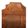 Extra Large Tan Carved Western Leather Horse Saddle Bags