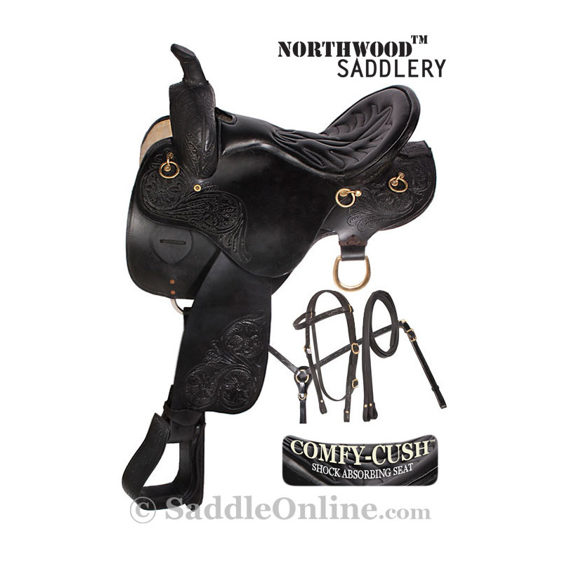Comfy Black Horse Western Leather Endurance Saddle 16.5