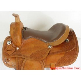 Tooled 15.5 Tan Western Horse Pleasure Saddle