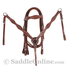 Brown Leather Western Pleasure Trail Horse Saddle 16 17
