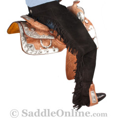 Western Horse Show Suede Leather Saddle Chaps S XL