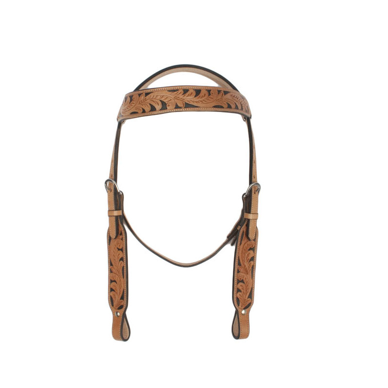 New Western Premium Hand Carved Leather Headstall Set