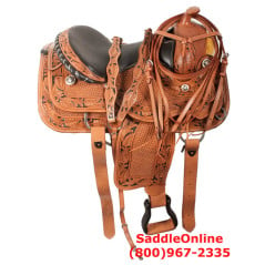 Hand Inlay Western Horse Pleasure Leather Saddle 15 17
