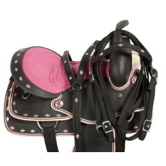 Pink Ostrich Synthetic Western Saddle Tack Set 15 16