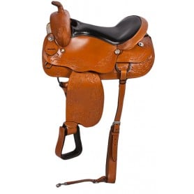 New Leather Comfortable Pleasure Trail Horse Saddle 17