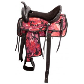 Pink Camo Lightweight Western Synthetic Tack Saddle 17