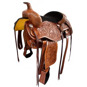 Hand Carved Western Pleasure Ranch Work Trail Saddle 17