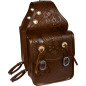 Large All Leather Hand Carved Brown Saddle Bags