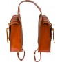 Large All Leather Hand Carved Chestnut Tan Saddle Bags