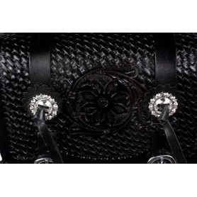 Hand Carved Large Black Leather Western Saddle Bags