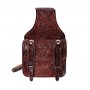 Hand Carved Large Dark Brown Leather Western Saddle Bags