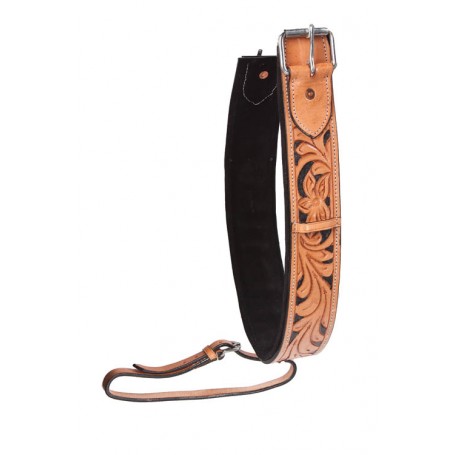 Premium Thick Hand Tooled Black Inlay Leather Rear Back Girth