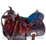 Handmade Brown Leather Blue Barrel Western Horse Saddle