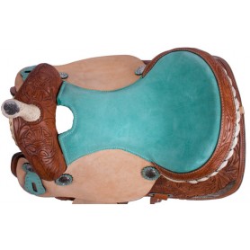 Premium Turquoise Hand Carved Western Barrel Horse Saddle