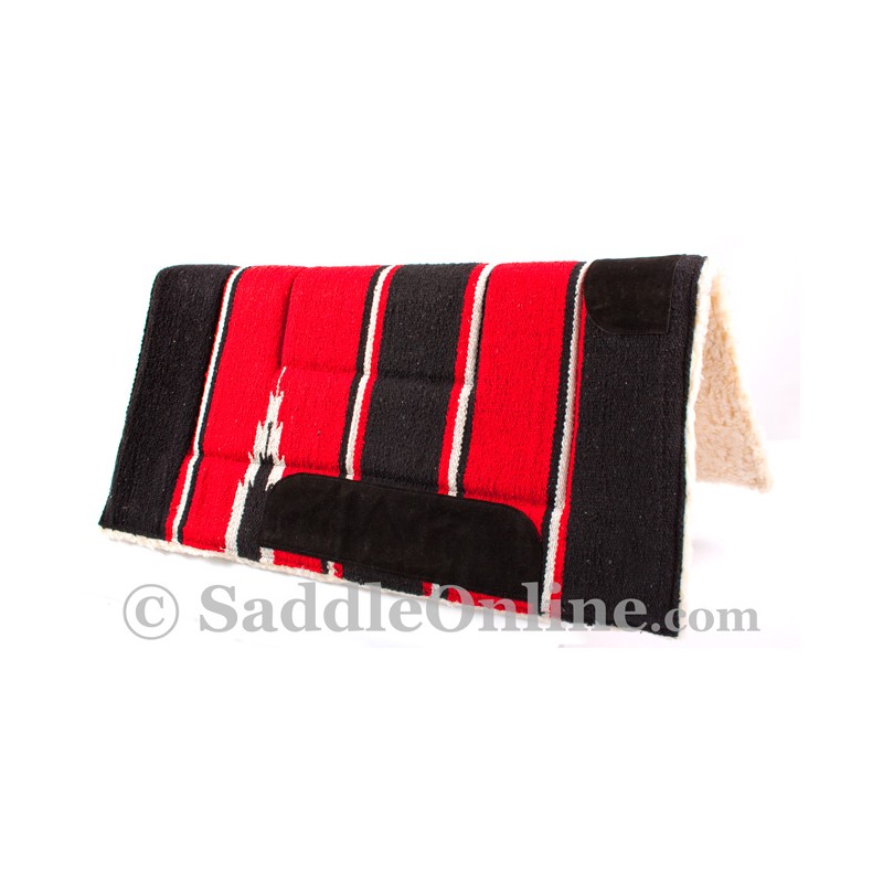 Black Red Navajo Acrylic Fleece Western Horse Saddle Pad 32x32