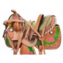 Pink Green Desert Rose Barrel Saddle Hand Painted 15 16