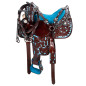 Turquoise Blue Brown Barrel Horse Western Saddle Tack 14
