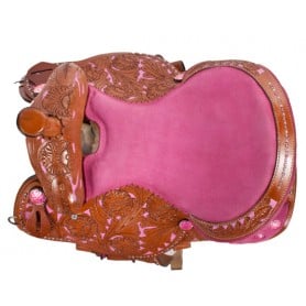 Pink Inlay Barrel Racing Western Horse Saddle Tack 14 16