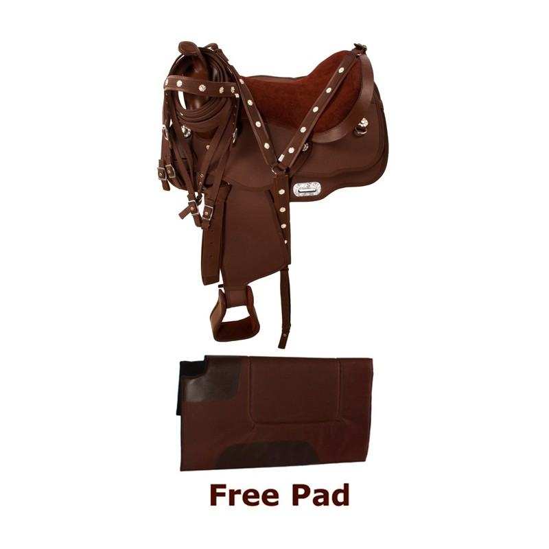 16 18 Brown Gaited Western Synthetic Horse Saddle Tack