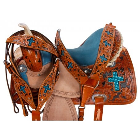 Blue Cross Rough Out Barrel Racing Western Horse Saddle 16