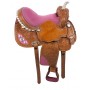 Pink Crystal Tooled Western Barrel Racer Horse Saddle 16