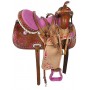 Pink Crystal Inlay Barrel Racing Horse Saddle Tack 17